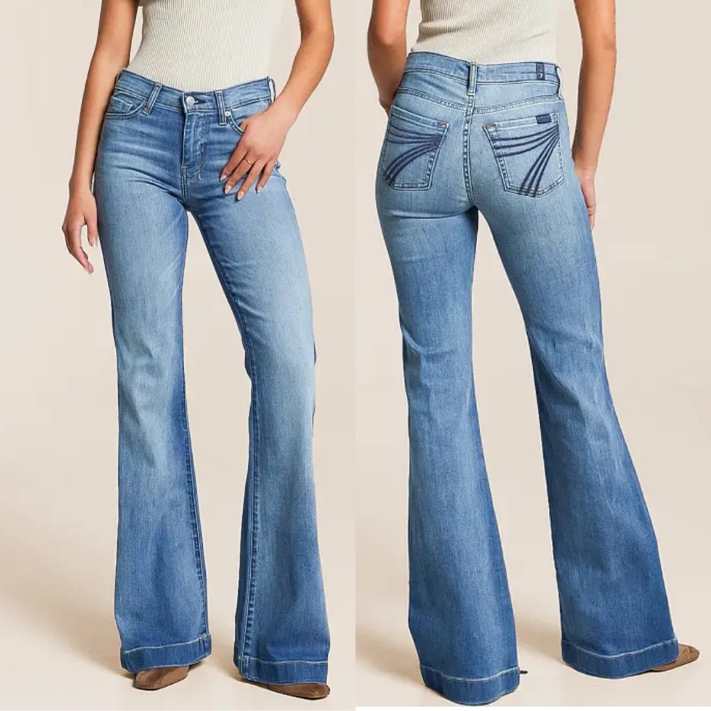 7 FOR ALL MANKIND Dojo Tailorless Jeans size 30 Cowgirl Bootcut